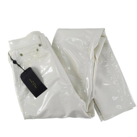 Rag & Bone Vinyl Super High Rise Ankle Skinny Pants Size 24 White NWT List $495